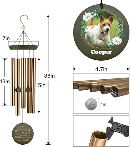 Miniatura 4 de ASTARIN Campanillas de viento para exteriores para la pérdida de mamá papá, campanillas de viento personalizadas para la pérdida de un ser querido,