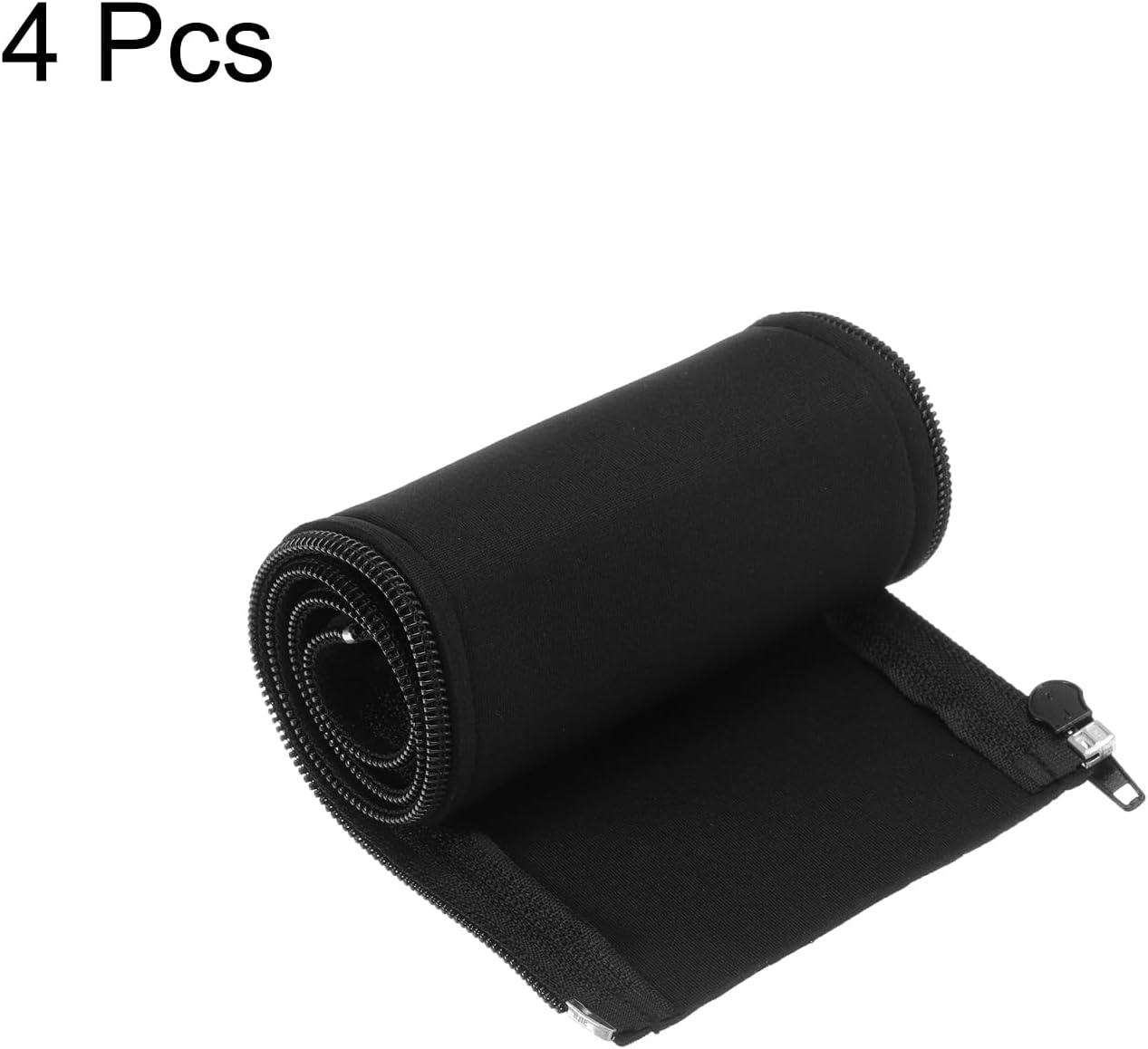 HARFINGTON 4pcs Zipper Cable Sleeve 31" x 4.3" Neoprene Cable Protector Wire Holders Cord Management for Desk TV Computer Home Office, Black