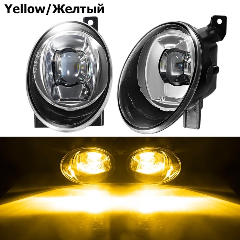 2X Conjunto De Luz Antiniebla Canbus 30W 6000LM Lámpara Circulación Diurna LED Derecha Izquierda 9006 12V Para Seat Para Alhambra 2010-2016 Faros antiniebla parachoques delantero(Yellow)