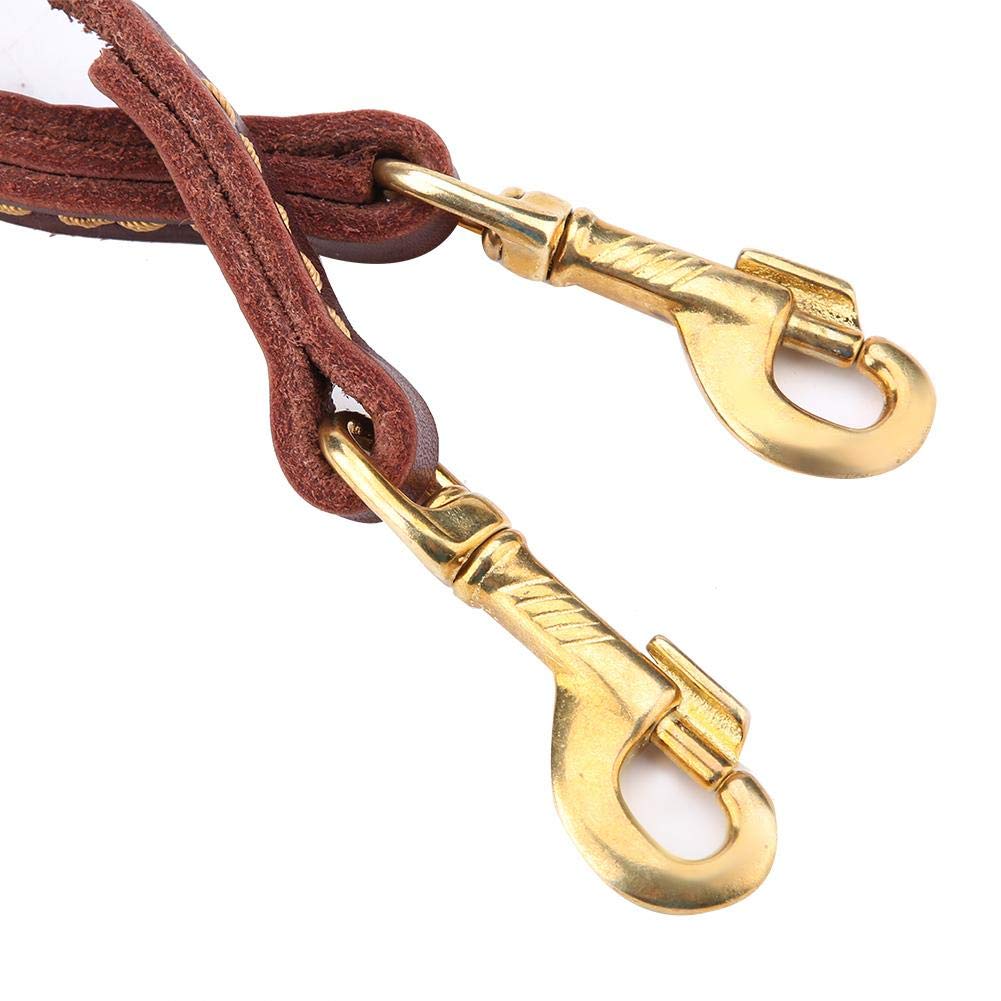 Set 2 Pezzi Guinzaglio per Cani, Doppio-End in Pelle Anti-Perso Imbracatura Corda Confortevole Morbido Durevole Cinturino di Trazione Con Doppio Ganci in Rame per Due Cani Forniture a Piedi