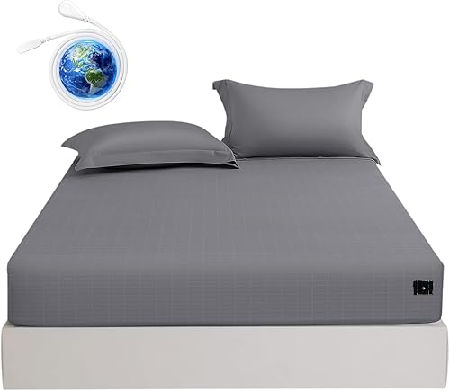 Grounding Sheets - Sábanas de algodón de alta calidad para terapia de sueño saludable, sábanas bajeras de bolsillo profundo, incluye cable de