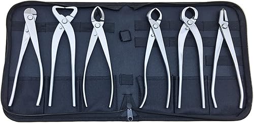 YUEWO Kit de herramientas de bonsái 6 piezas de 8 pulgadas de grado maestro para árbol bonsái con cortador de alambre, divisor de tronco, alicates