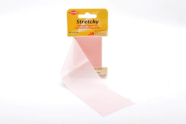 Kleiber Iron On Elasticated Clothing Repair Tape, 40cm x 6cm, Light Pink