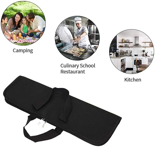 Miniatura 5 de Rollo de cuchillos, bolsa resistente para cuchillos, estuche de lona encerada con 4 ranuras para cuchillos y herramientas de cocina, bolsa para