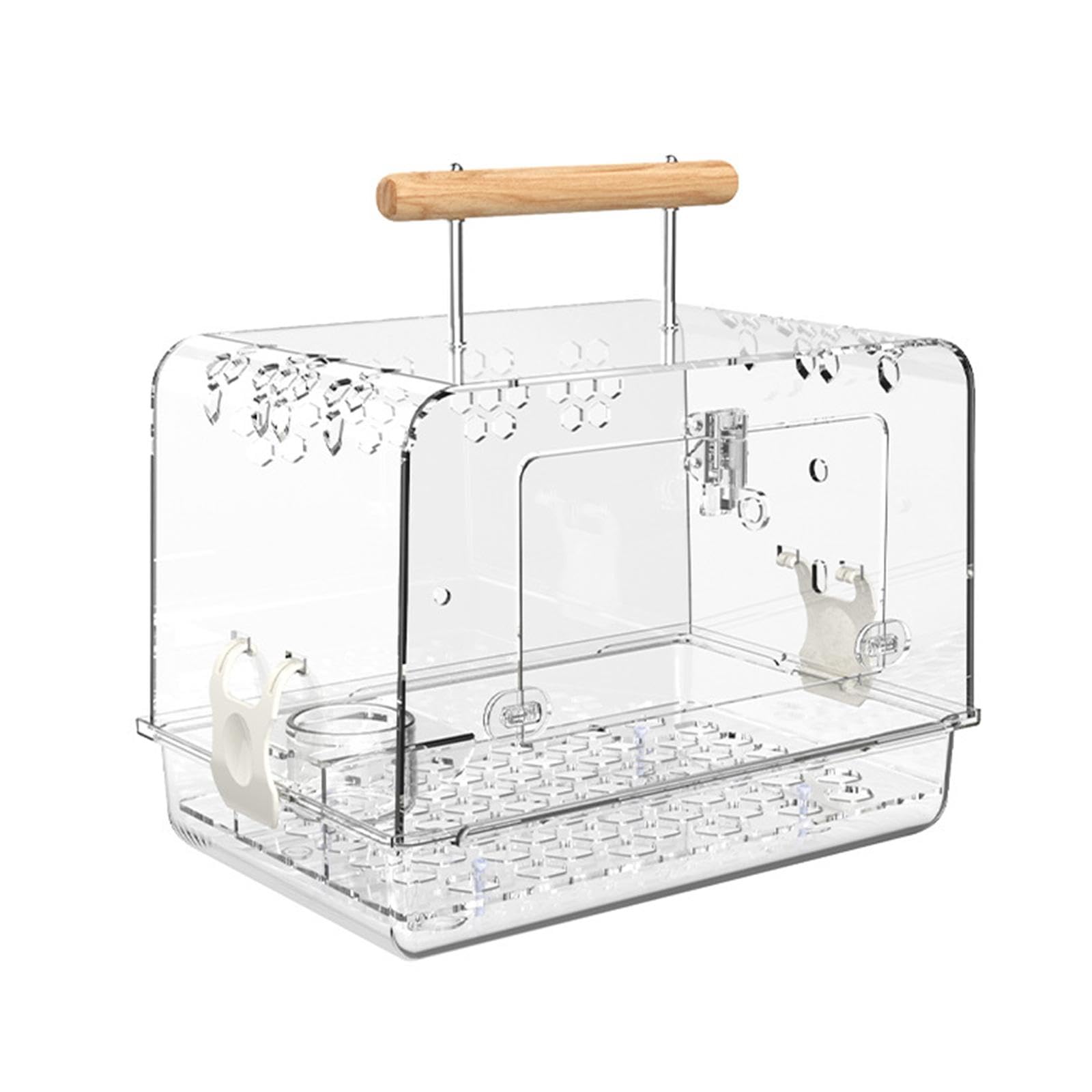 Cage à oiseaux portable en acrylique transparent avec poignée pour hamster