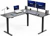 VIVO Electric Height Adjustable 160cm x 140cm Corner Stand Up Desk, Black Table Top, Black Frame, L-Shaped Standing Workstation, 3CT Series, DESK-E3CTB