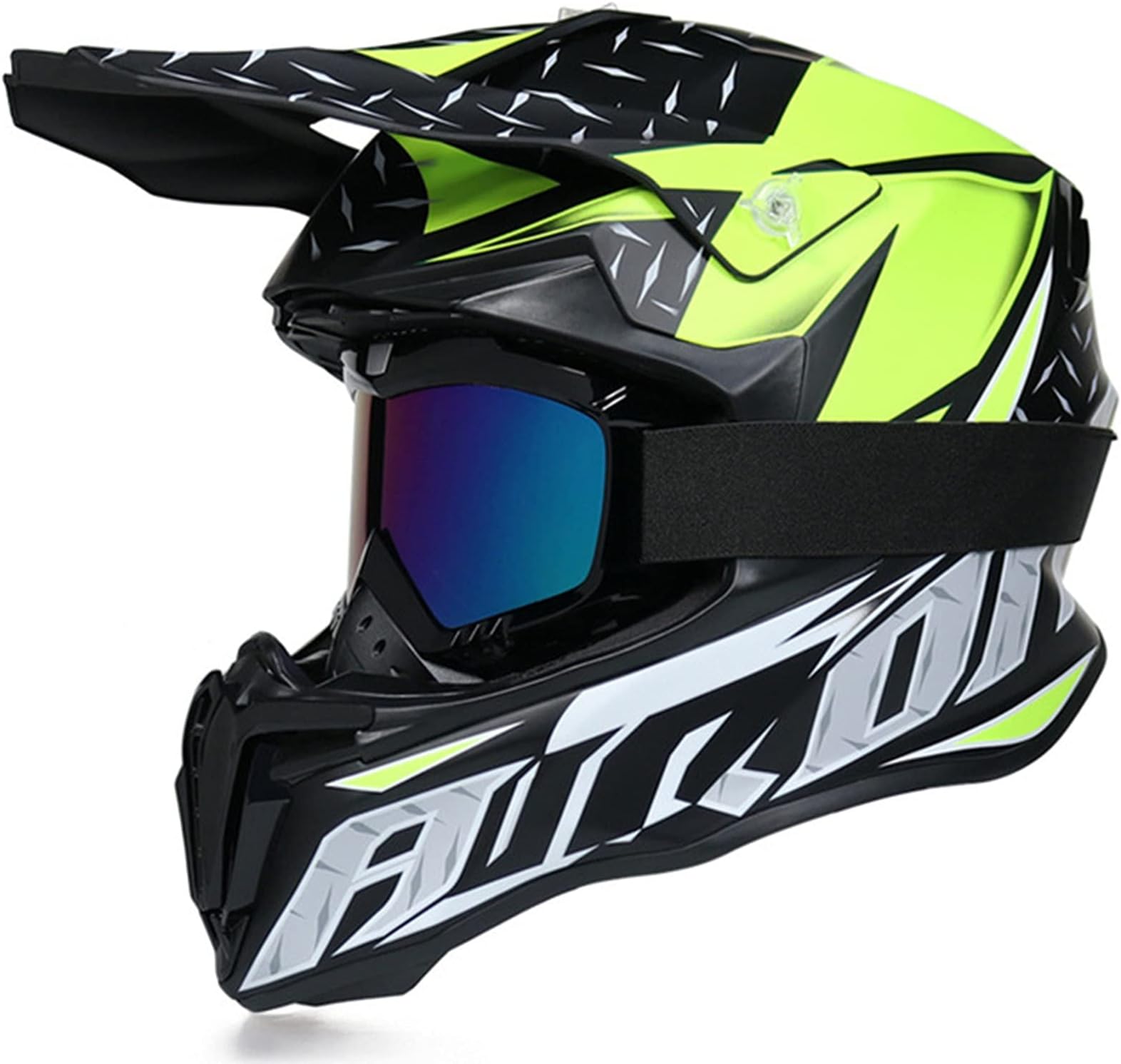 Motocross Helmet with Goggles Dual Sport Motorcycle Full Face Off Road Helmet DOT/ECE Approved MX MTB BMX ATV Off-Road Street Dirt Bike Downhill Enduro Helmet for Adult Men Women Matte Gray,XXL