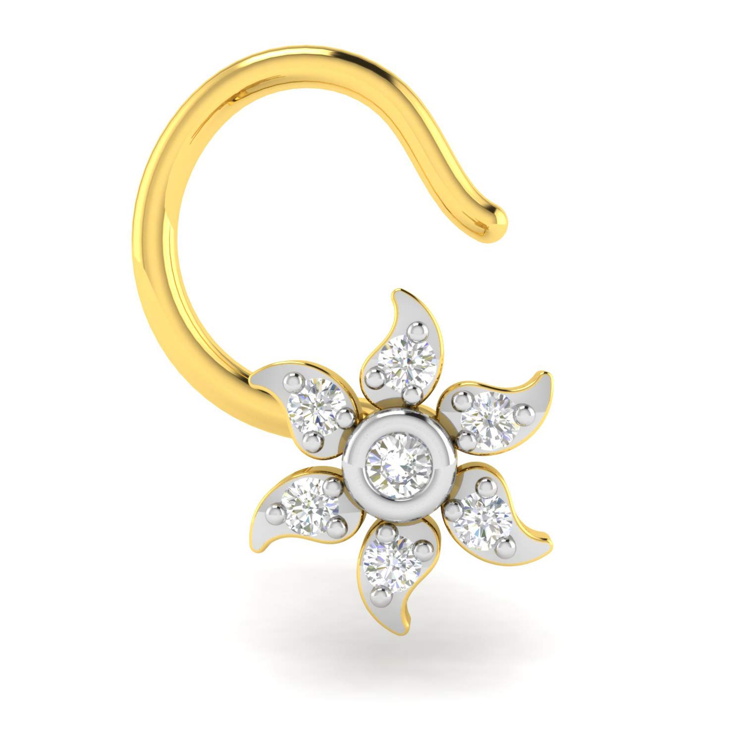 18KT Yellow Gold and Diamond Nose Ring for Women