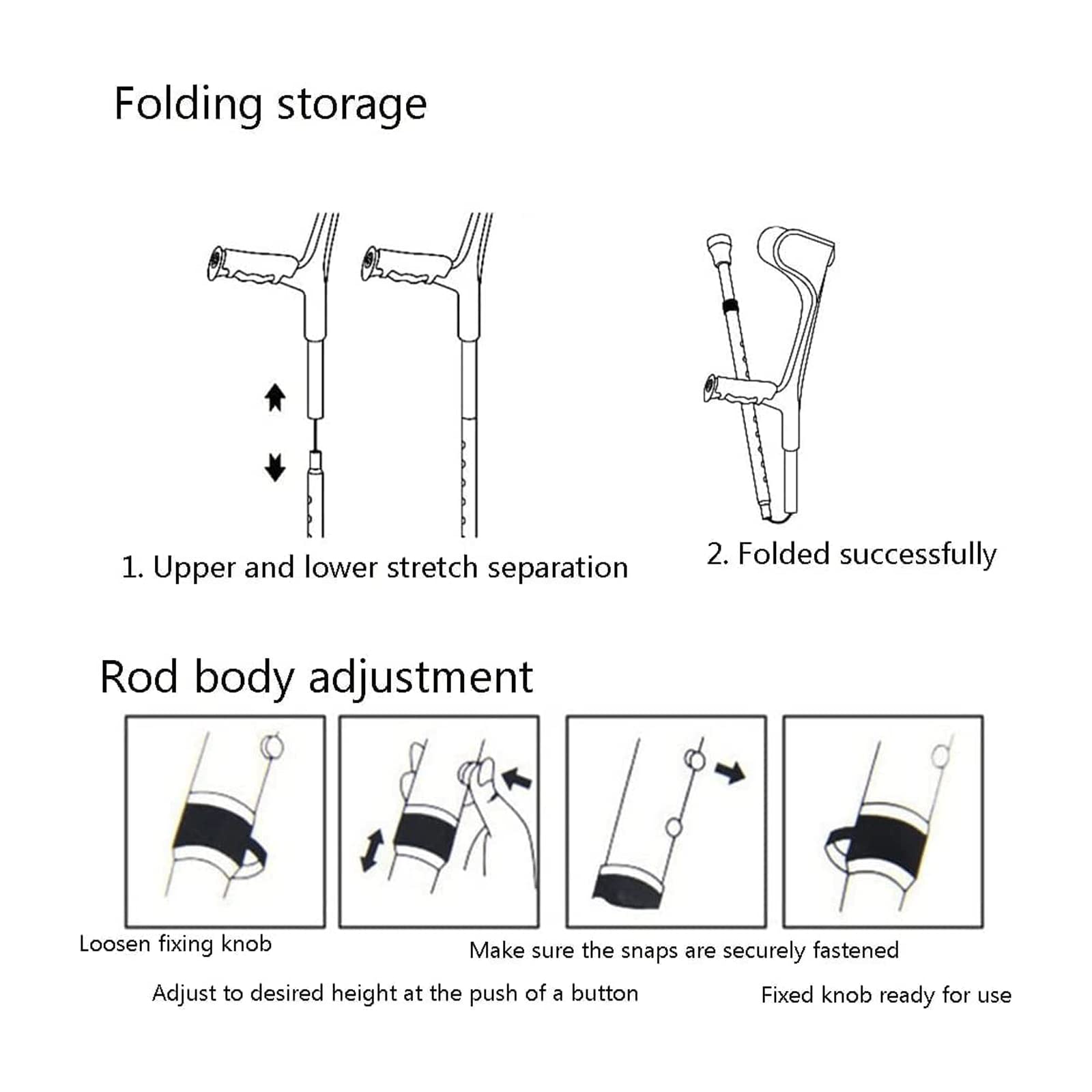 PAASHE Muletas de Aluminio Bastones de antebrazo para Adultos Telescópico Plegable Medio puño Codo Bastones Altura Ajustable Mango ergonómico