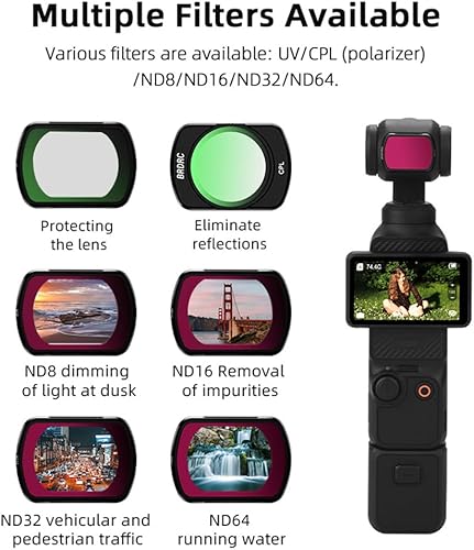 Miniatura 9 de Filtro Protección UV Lente CPL Polarizador ND Reducción de Luz Accesorios para DJI OSMO Pocket 3 (UV)