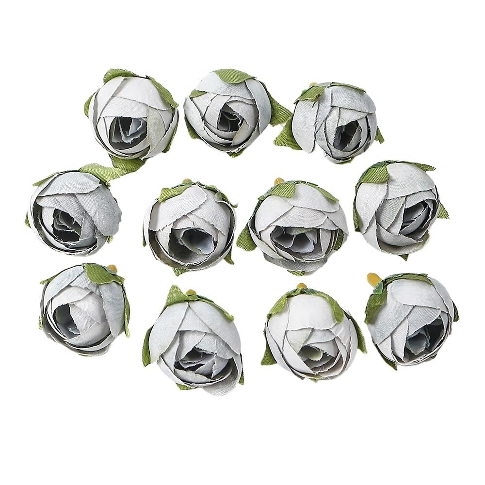 Casetlong 20PCs Artificial Flowers Head Silk Fake Wedding Marriage Decoration DIY Wreath Bouquet Accessories(GRAY)