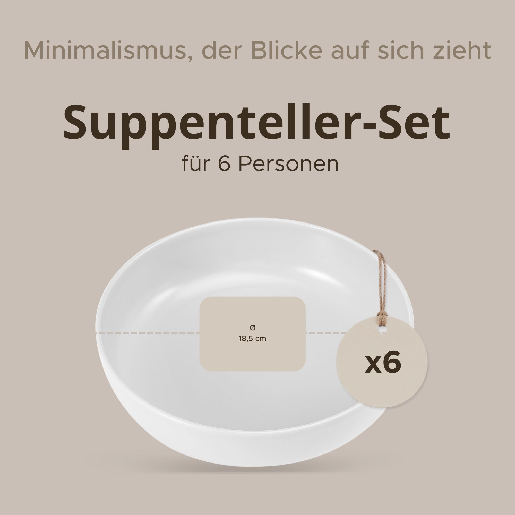 konsimo. VICTO Set 6 Platos Hondos - Platos Vajilla - Set Plato Hondo para 6 Personas - Apto para Microondas y Lavavajillas - Platos Hondos Sopa Modernas - 18,5 cm - Blanco