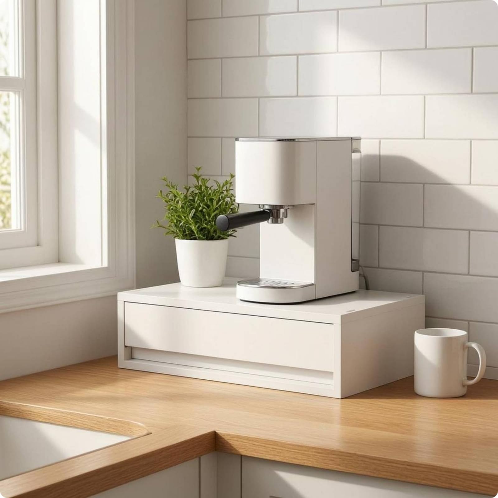 Kaffee-Aufbewahrungsbox stabil Schubladen-Aufbewahrungsbox kompakt Kaffeezubehör-Box für neben der Kaffeemaschine, Mittleres Modell, Einzelzug, 37 26 12 Cm