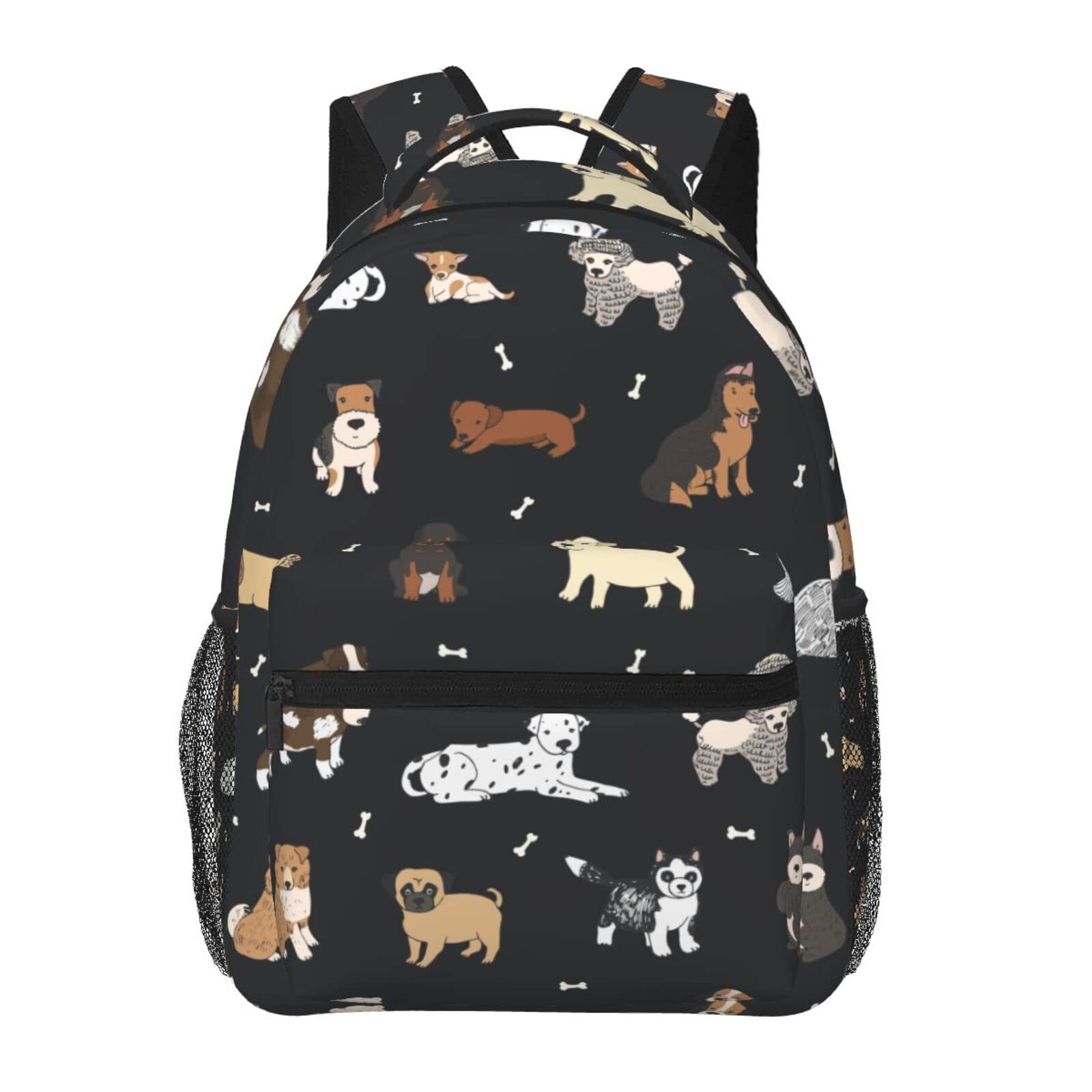 Fiokroo Puppy Dogs Cute Animals Backpack School Bag For Students Teens Men Women Laptop Backpacks Travel Daypack With Multiple Pockets Cute Dogs（black