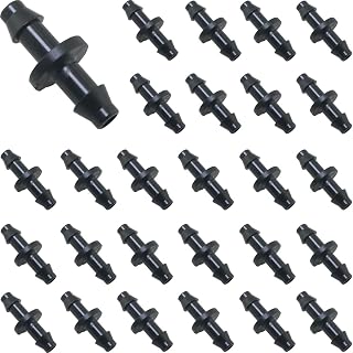 200PCS 4/7MM Plastic Pipe Drip Irrigation Fittings Double Hook Straight Barbed Connector for Agriculture Greenhouse Home Faucet Garden Hose Black