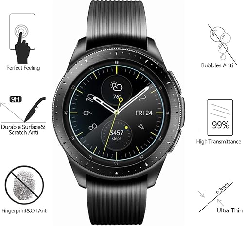 Miniatura 2 de Paquete de 4 protectores de pantalla de vidrio templado para Samsung Galaxy Watch de 1.654 pulgadas/Gear S2, AKWOX [0.013 in 2.5D alta definición
