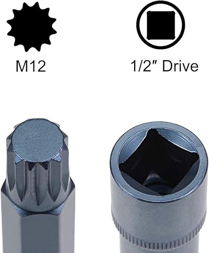 Miniatura 3 de uxcell 12" Drive x M12 (0.472 in) Triple Square Spline Bit Socket, brocas de acero S2, enchufes CR-V de 8" de longitud (solo para uso manual)