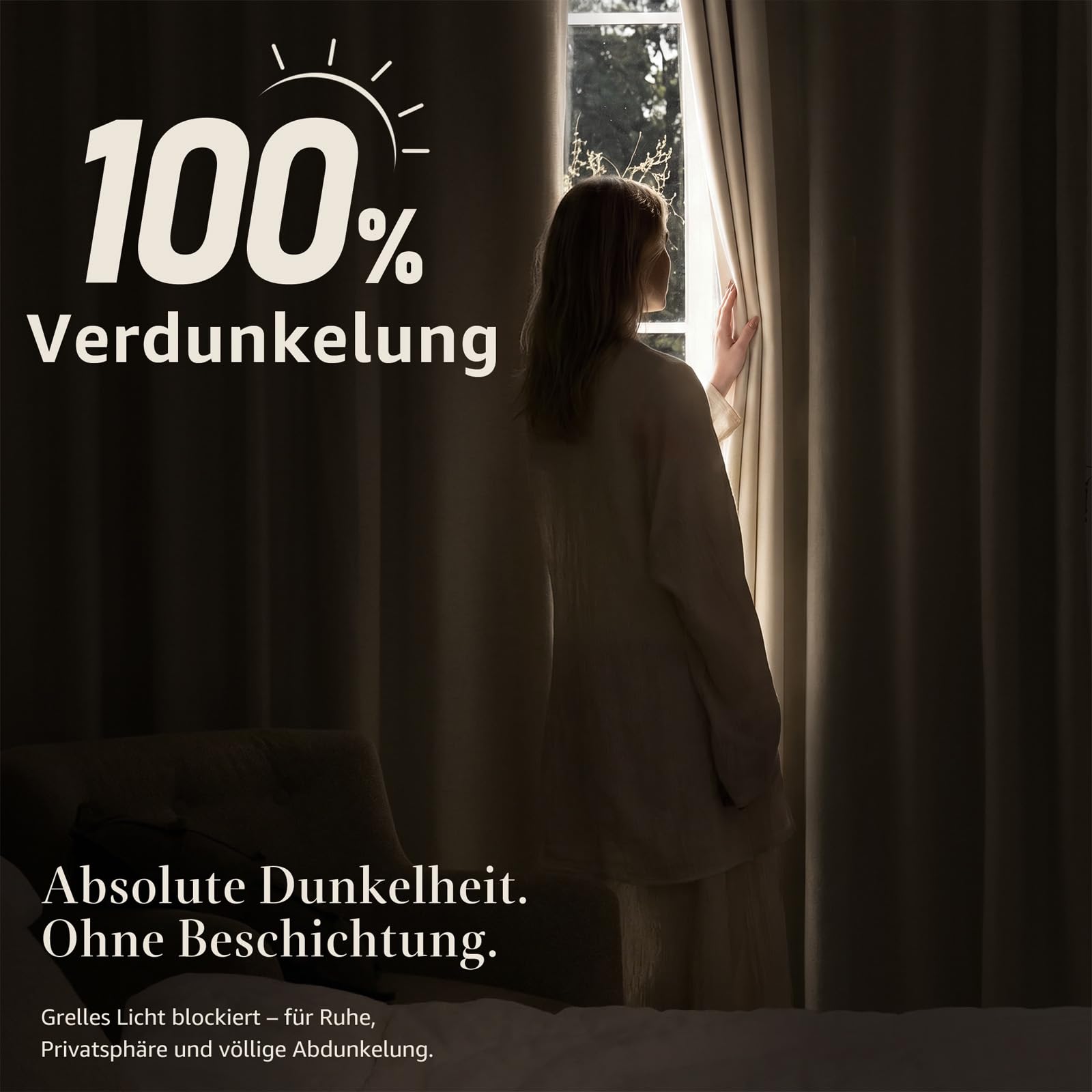 TOPICK 100% Verdunklungsvorhänge Gardinen mit Ösen Beige H145xB140 2er Set