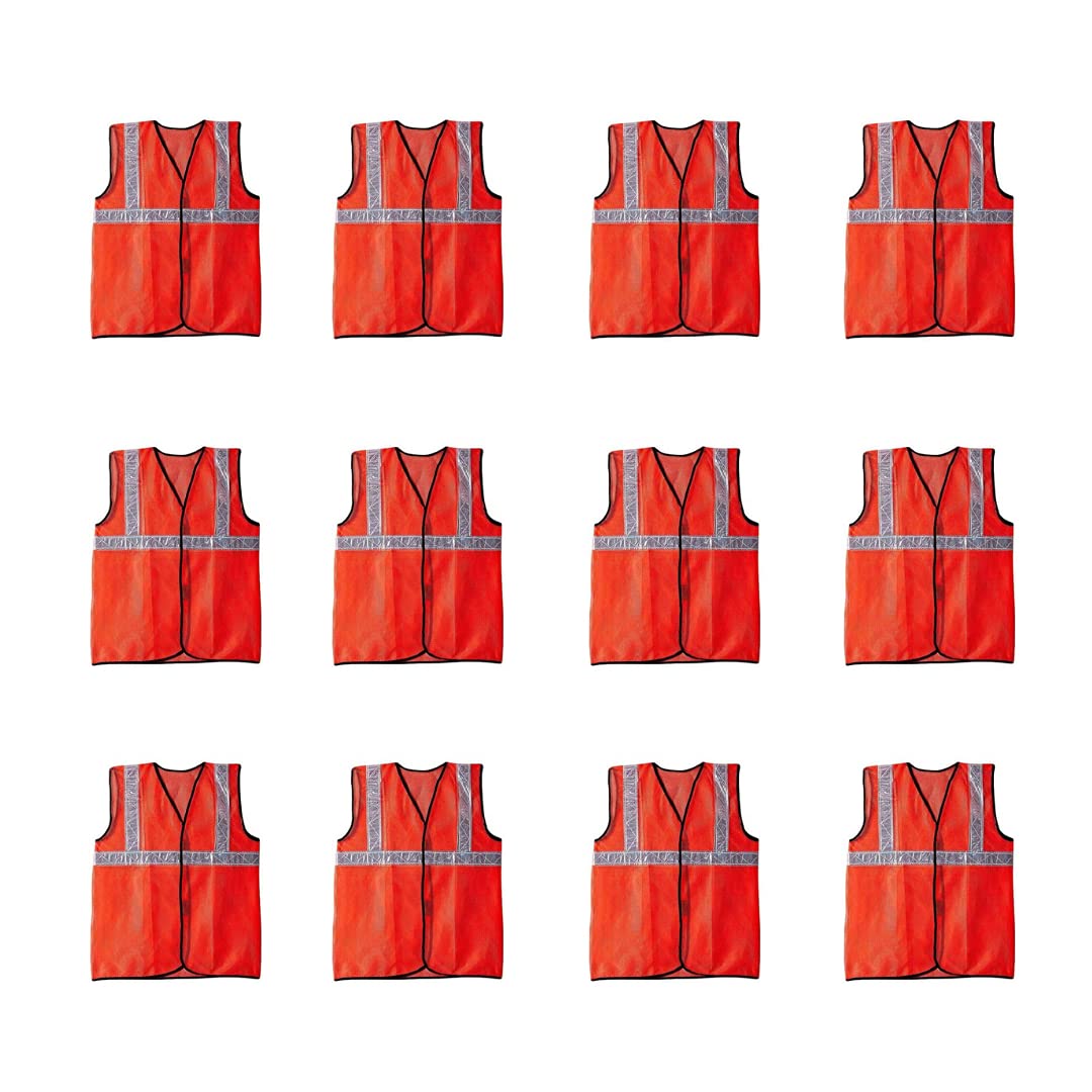 Rahul Professionals Polyester Reflective Waist Coat High Visibility Reflective construction, industrialJacket Orange (Pack of 12) (B096P1HDC1) Amazon Price History, Amazon Price Tracker