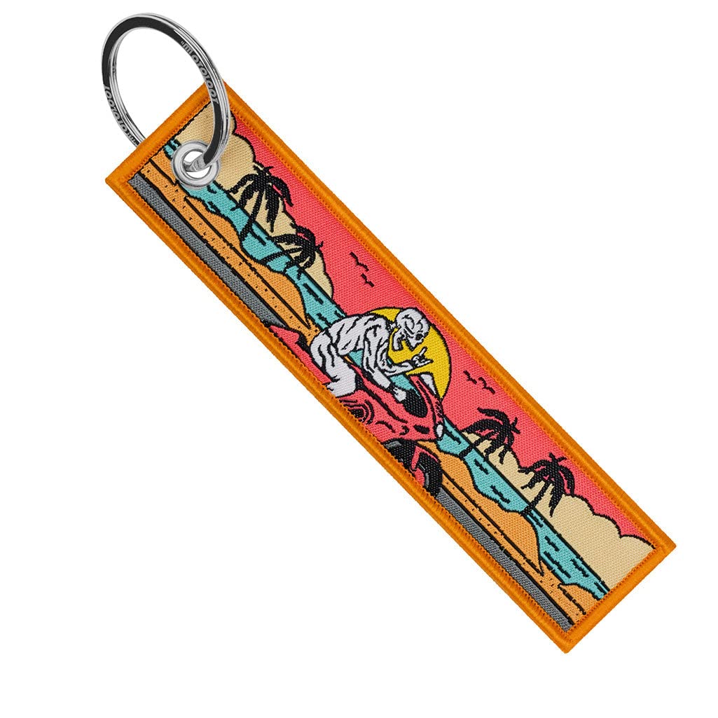 MotoLoot Keychain for Motorcycles, Scooters, Cars and Gifts (Skull Beach Rider), Multicoloured, Default