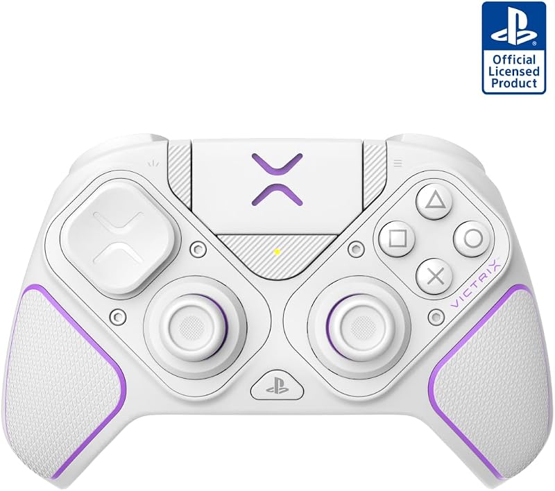 PDP Victrix Pro BFG Controlador de juegos inalámbrico para Playstation 5 / PS5, PS4, PC, Gamepad modular de deportes electrónicos, botones reasignables, disparadores/paletas/D-Pad/Fightpad personalizables, aplicación para PC, blanco
