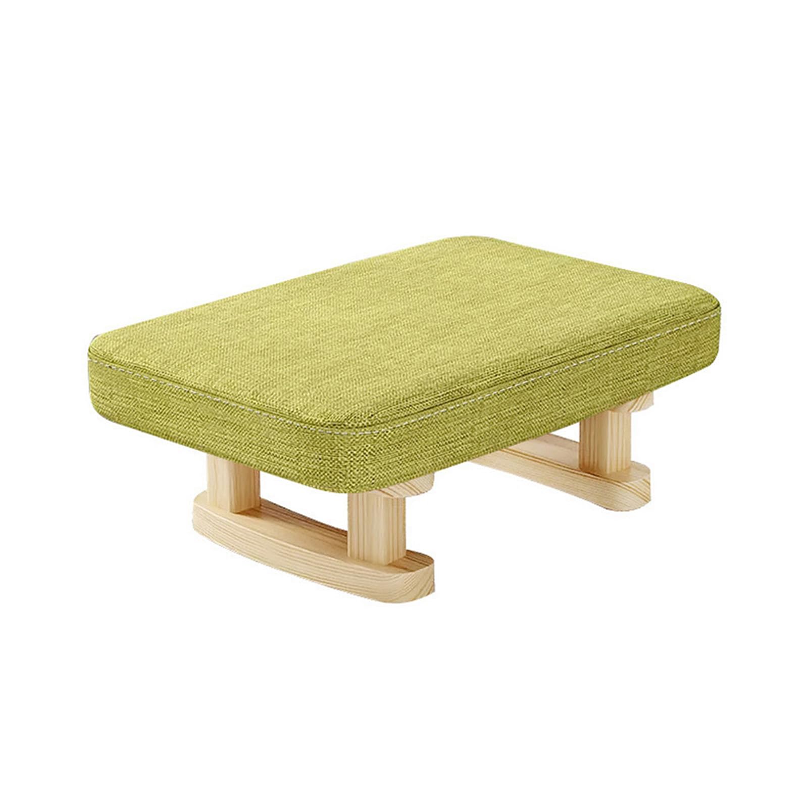 CHZIMADE Foot Stool Ottoman Footstool Pouffe Stool Low Stool Change Shoe Footrest Wooden Legs with Removable Padded Seat