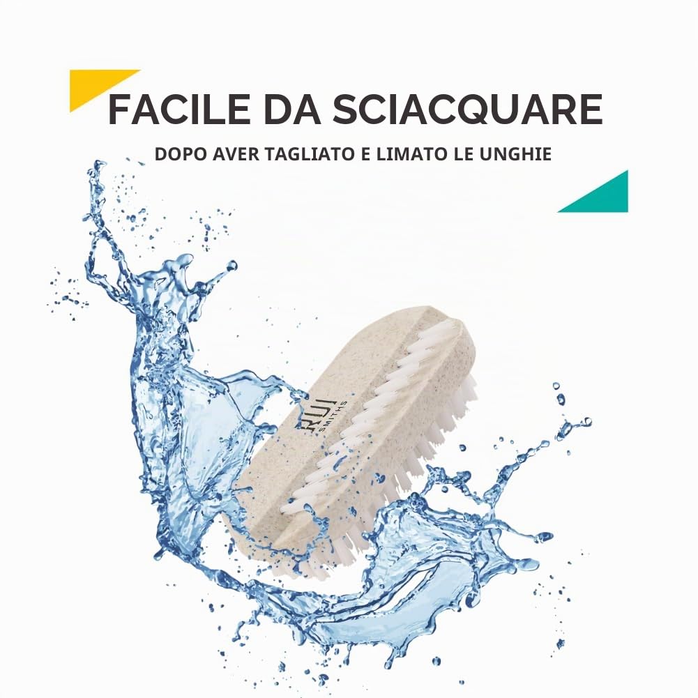 Rui Smiths CarbonConscious - Spazzola per la pulizia delle unghie con setole su 2 lati, per manicure e pedicure, realizzata in bioplastica di paglia di grano