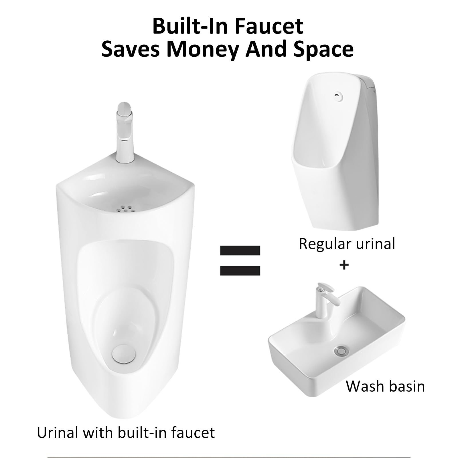Orinatoi per Uomo,Orinatoio Moderno in Ceramica A Parete,Orinatoio Universale Ad Alta Efficienza,Design Salvaspazio 2 in 1,Antiodore Commerciale Bianco,per Piccoli Bagni E Toilette