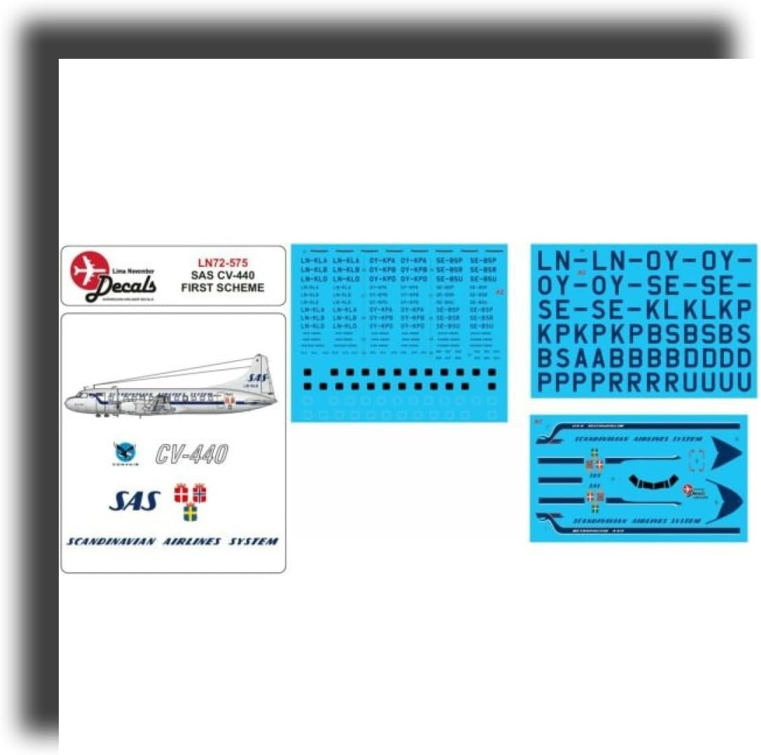 Lima November Decals 72-575 1/72 SAS Convair CV440 First Scheme, with Masks