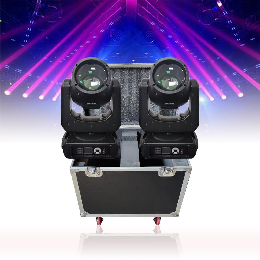 Mini Beam 230W 7R Moving Head DMX Light Professional Stage Beam Lighting for Show Disco Dj Club Light Nightclub KTV (2Lights+1Flycase)