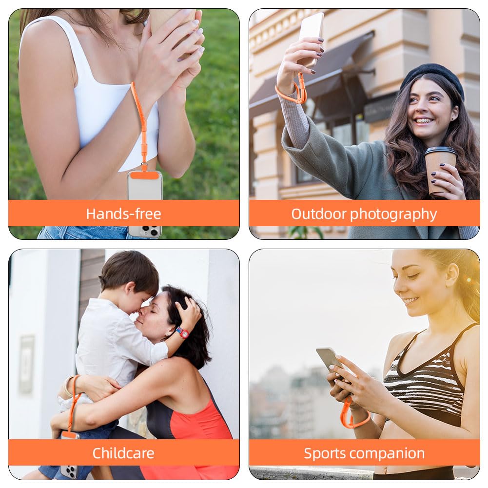 HOTUT Pasek na telefon komórkowy, uniwersalny łańcuszek na telefon komórkowy do wszystkich smartfonów z uniwersalną łatką, regulowany nylonowy pasek na telefon komórkowy