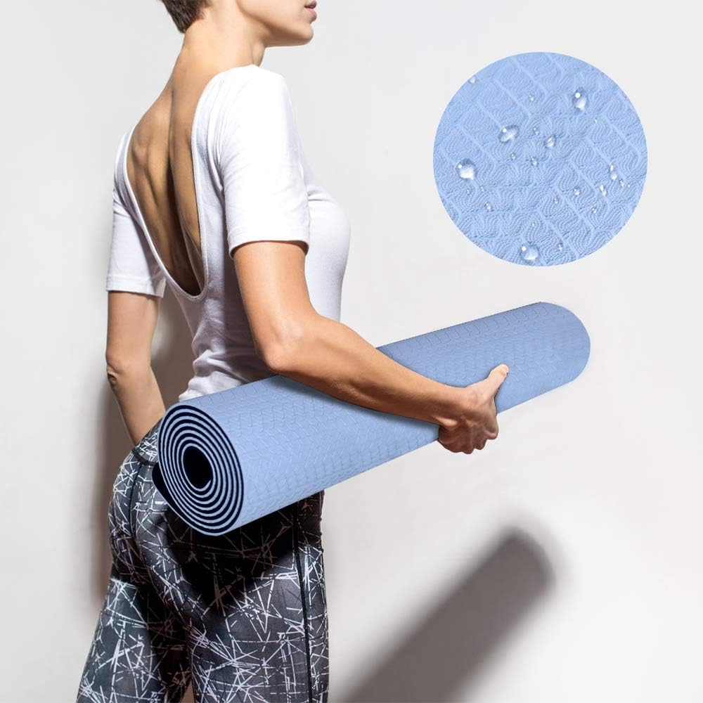 ATIVAFIT Non Slip TPE Yoga Mat Exercise & Workout Mat with Carrying Strap Perfect for Yoga Exercise, Extra Large - 72x23.2x0.24 Inch