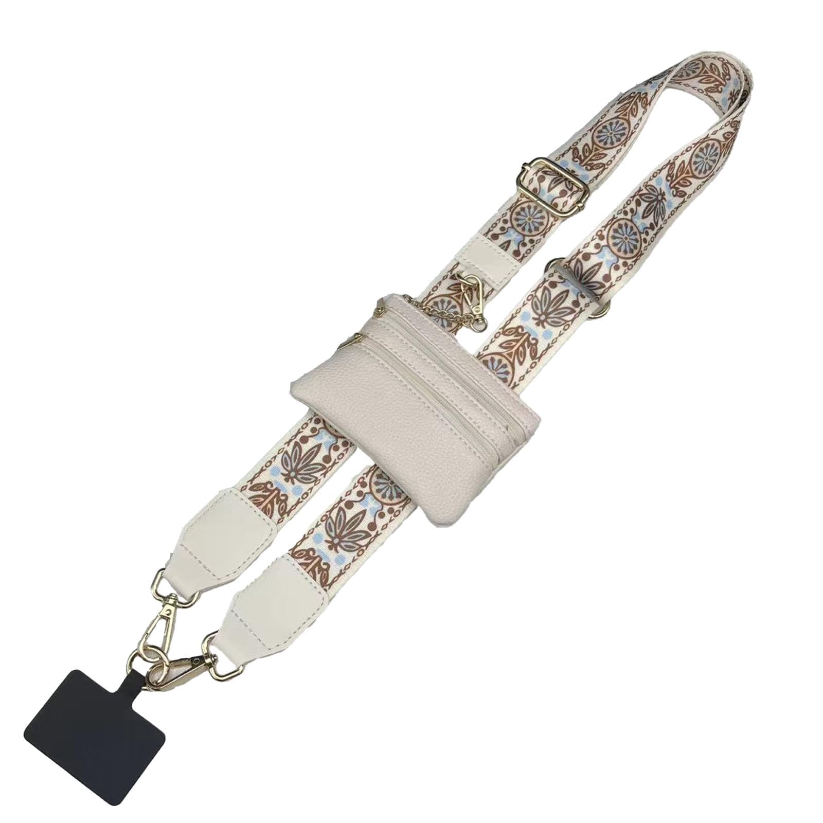 Noverli Handykette universal mit tasche – Verstellbare Handy Umhängeband 65–125cm, Abnehmbare Karabiner, Universelle Handykette Damen für Handyhülle & Reisen (Vintage Cream)