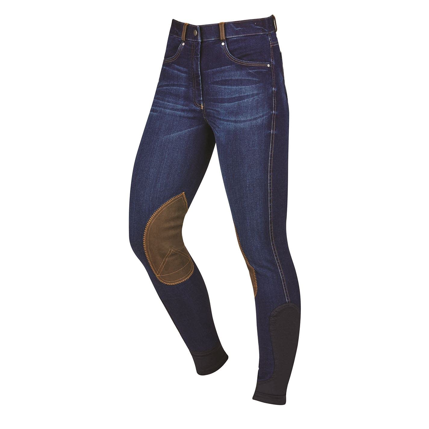 Dublin Shona Knee Patch Denim Breeches, Blue Denim/Navy, Ladies 14/32"