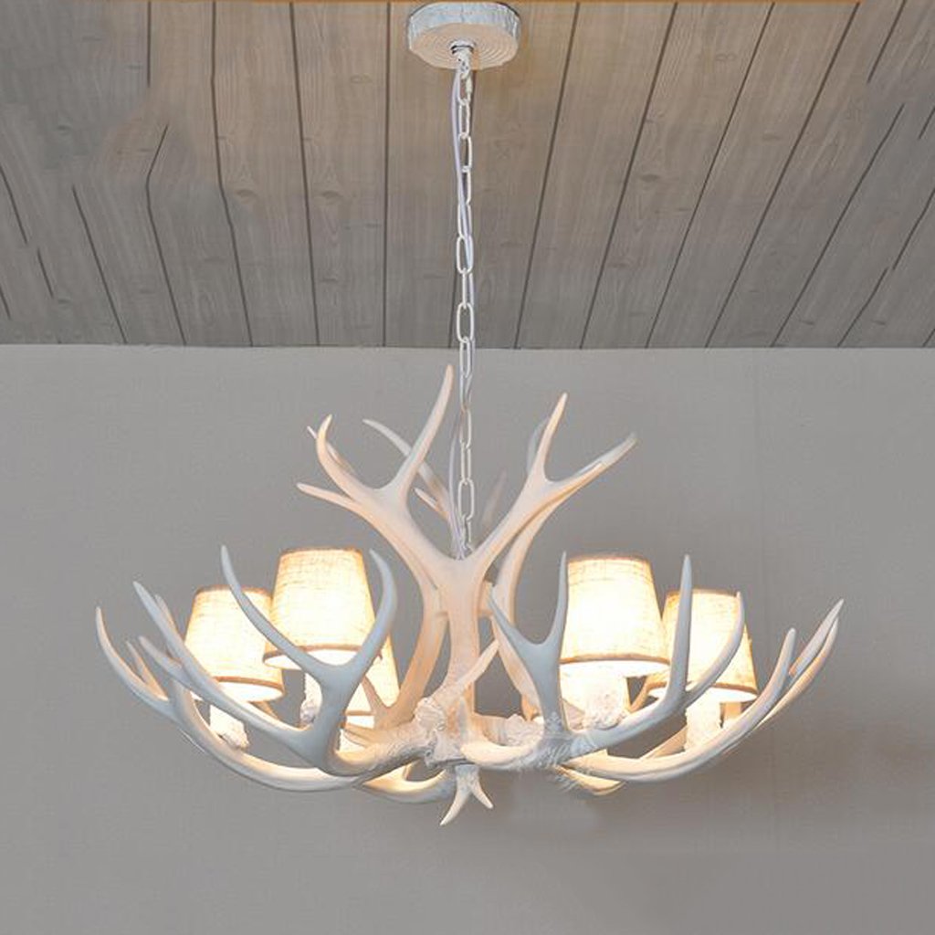 SYAXVOM Antlers Chandeliers American Village Retro Living Room Lamps Restaurant Cafe Resin Continental Bar Project Chandelier