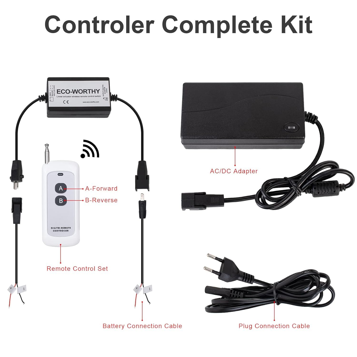 Attuatore Lineare DCHOUSE 1000 N, Corsa 450 Mm, Motore DC 12V, Con Telecomando E Staffe