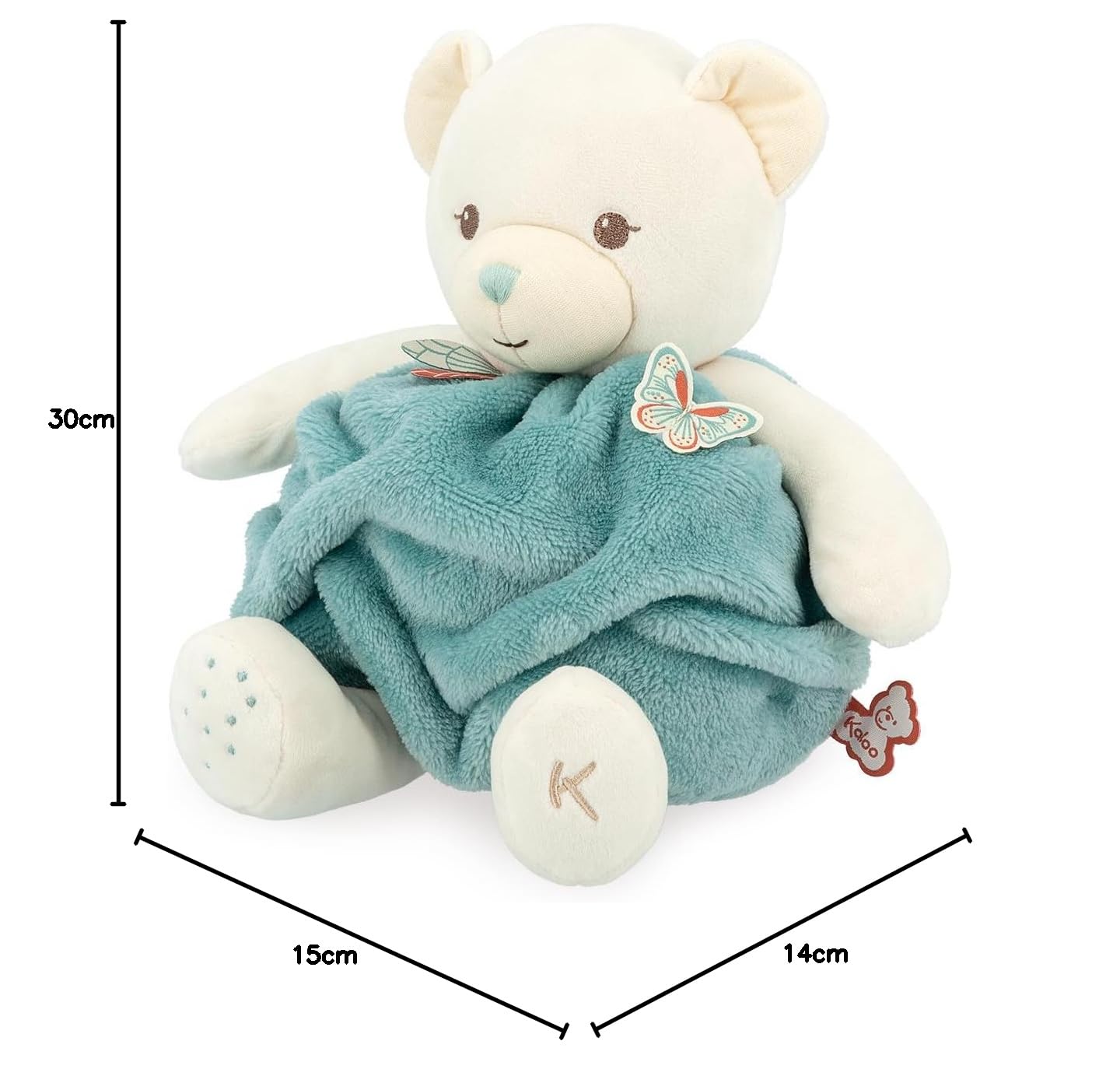 KALOO - Plume - Bulle d'Amour Orso Verde - Morbido Orsetto Peluche 30 cm - Grande Doudou per Neonato - Sviluppo del Tatto - Cofanetto Regalo Personalizzabile - Dalla Nascita, K214001