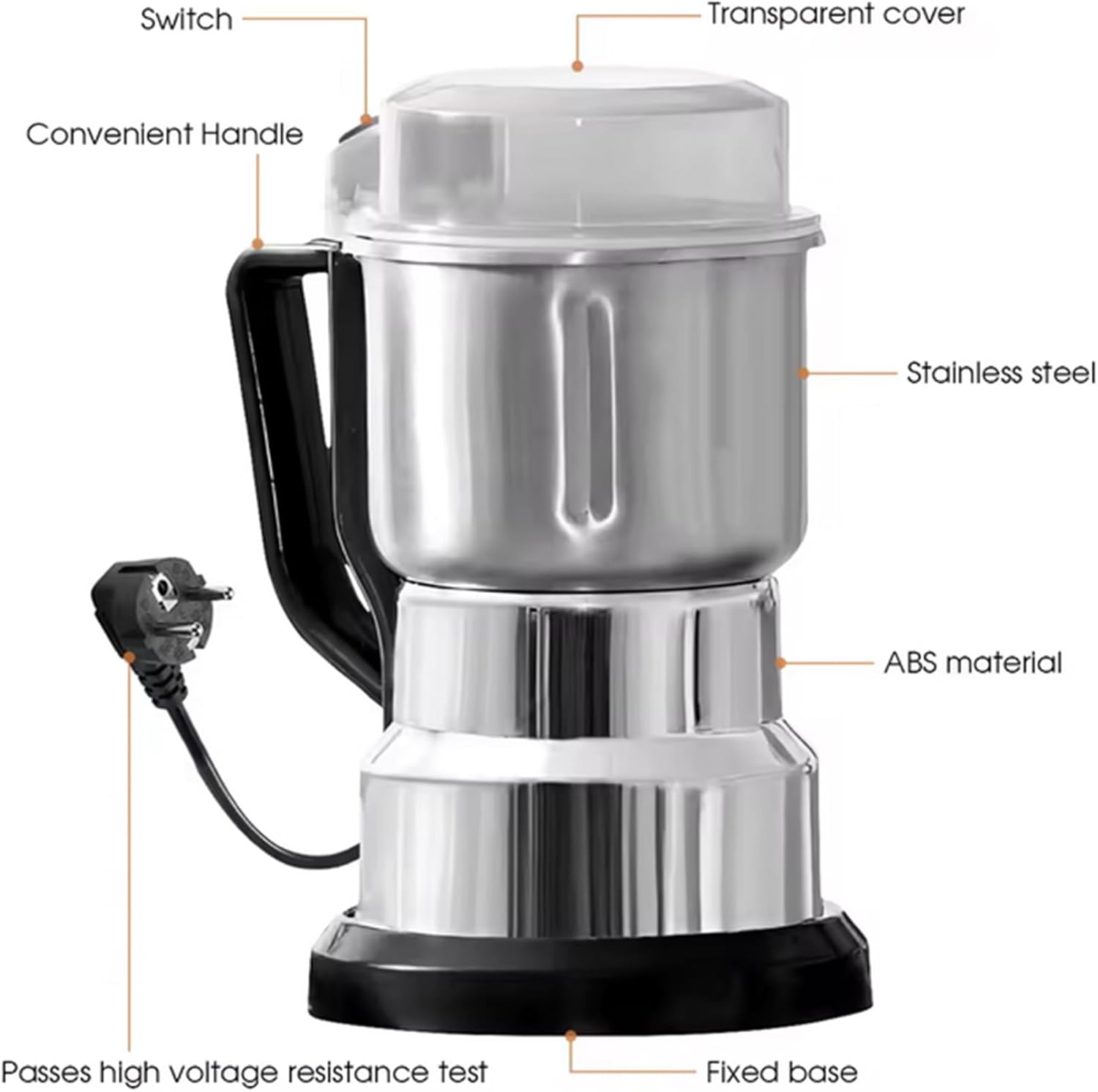 Portable Spice Grinder with Large Capacity Thickness Adjustable Powder Machine Wall Breaking Mill for Herbs, Coffee Beans, Nuts(Bring 5 Sets of Knives)