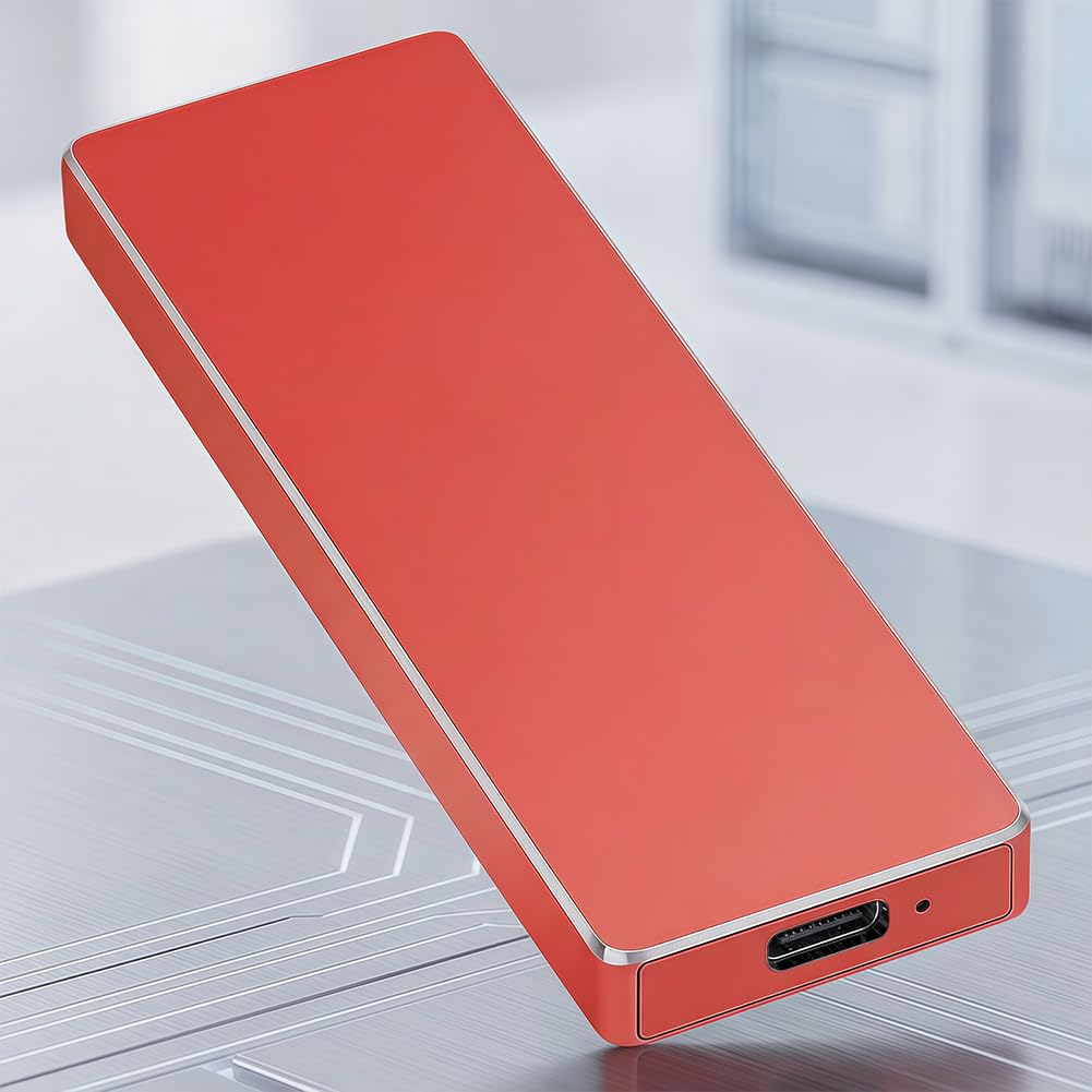 64GB Portable Mobile External Solid State Drive, USB 3.1 Portable SSD, Up to 3.0 High-Speed Transmission, External Solid State Drive for Android, Windows, MacOS (Red)