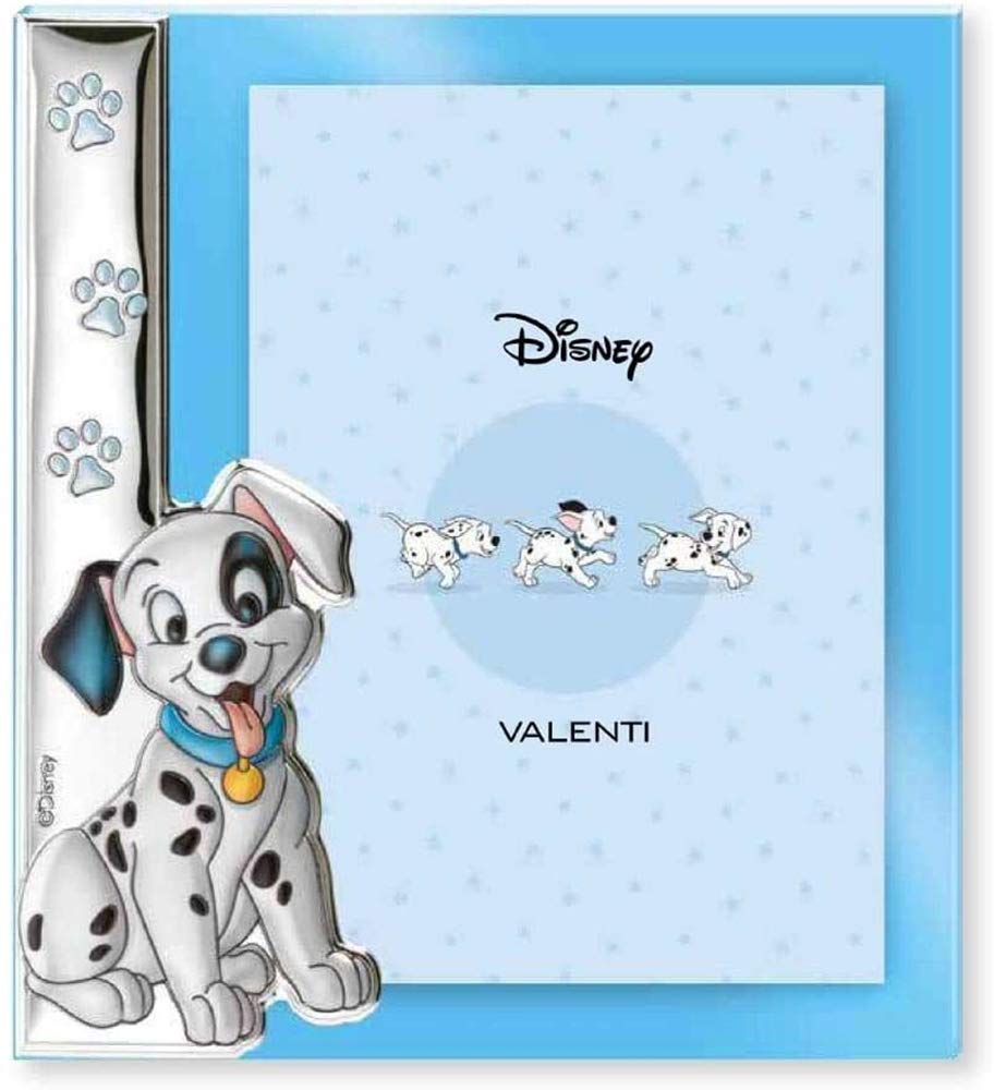 VALENTI & CO. Disney Baby The Charge of the 101, Silver Photo Frame for Table or Bedside Table with 3D Detail Lucky Dalmatian Dog for the Child's Bedroom, Gift Idea Christening or Birthday