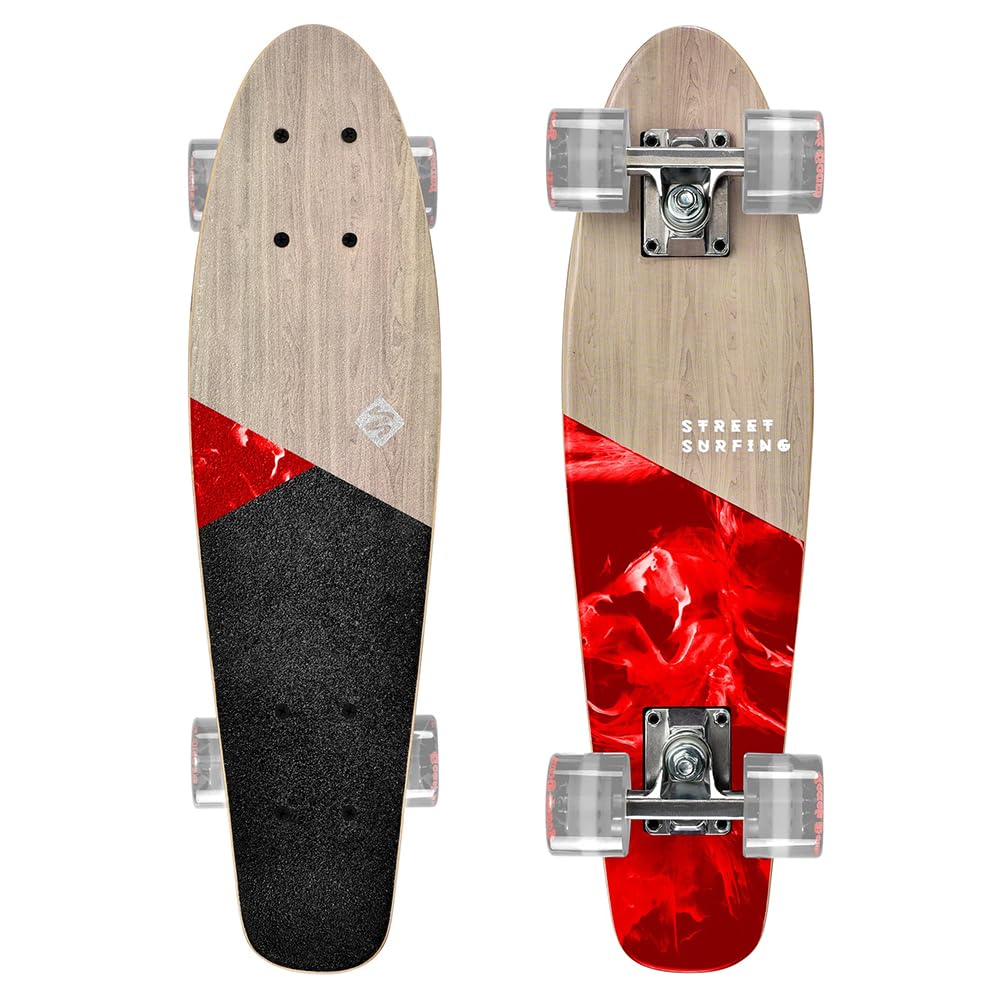 Street Surfing Cruiser Beach Board Wood, Planche à Roulette Unisexe, Black, One Size - 05-06-003-6