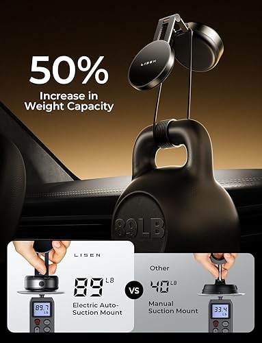Miniatura 7 de LISEN Soporte de teléfono con succión eléctrica portátil para iPhone 17 para coche MagSafe, soporte magnético para teléfono con ventosa de coche,