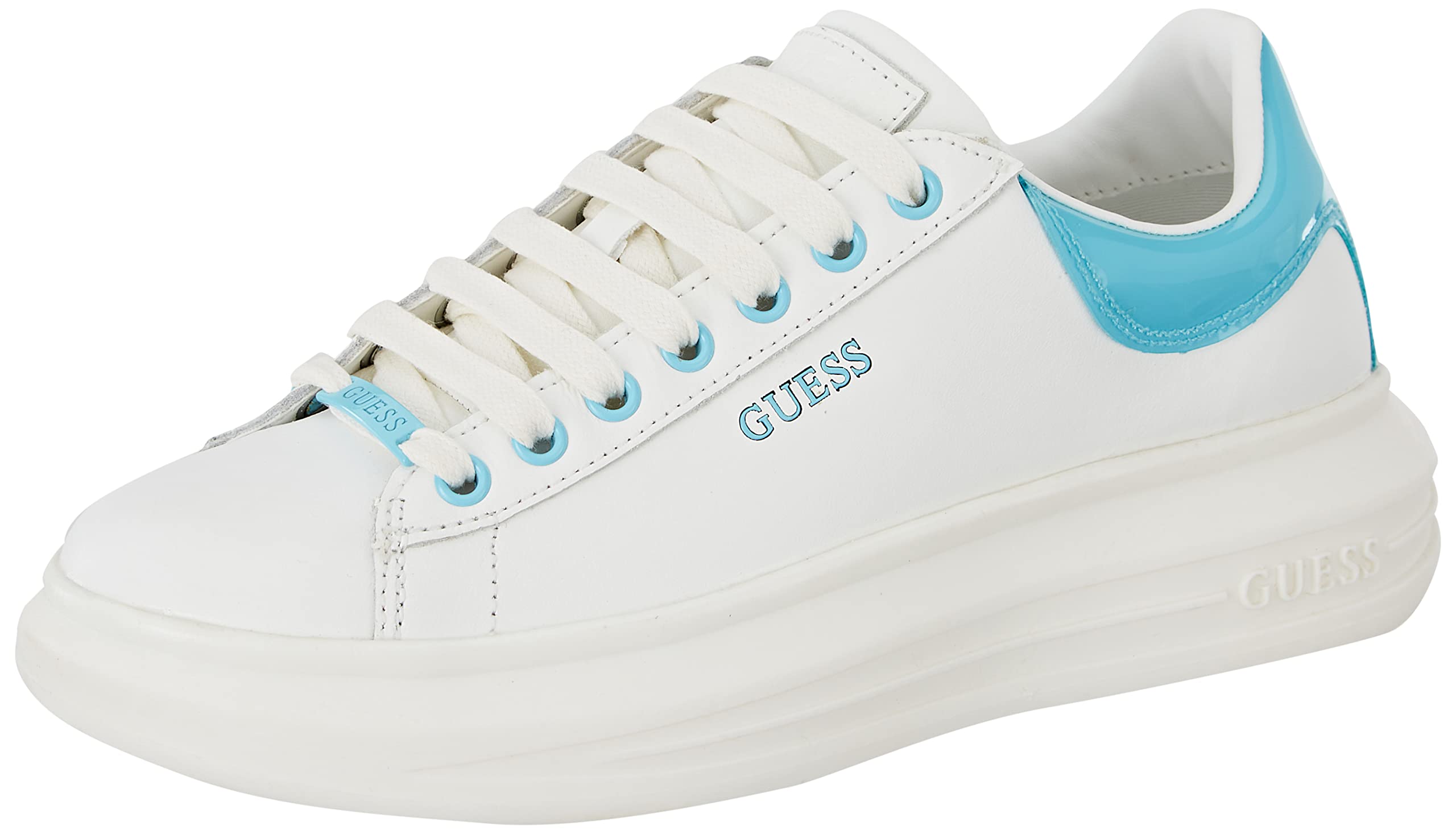 GUESS Vibo, Oxford Plano Mujer, Blanco y Azul, 38 EU