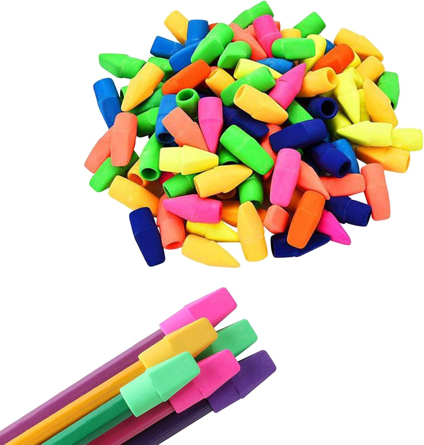 CALANDIS™ 100 Pieces Eraser Hats Stationery Pencil Top Erasers for Home Supplies | Painting Supplies | Art Supplies