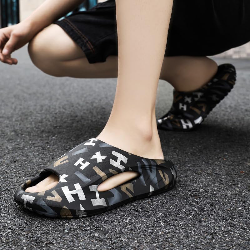 Slippers for Men, Pillow House Slippers Shower Shoes Indoor Slides Bathroom Sandals, Comfort, Lightweight, Non-Slip, Easy to Clean4