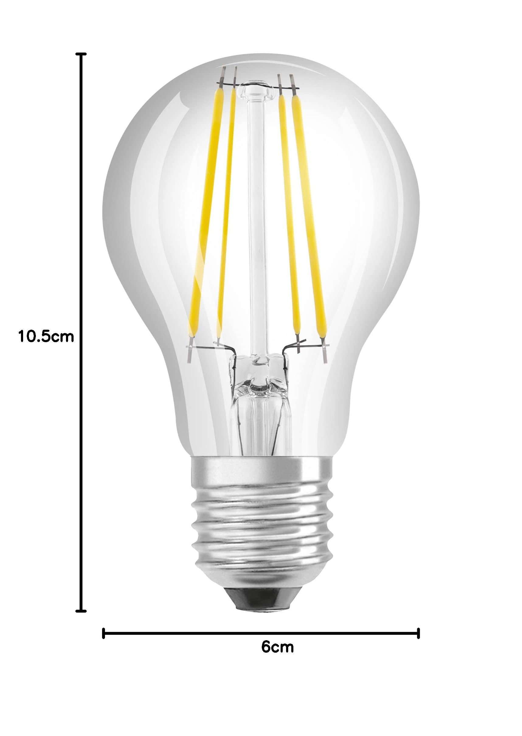 LEDVANCE Lampa energooszczędna LED, żarówka szklana, E27, ciepła biel (3000K), 4 waty, zastępuje żarówkę 60W, bardzo wydajna i energooszczędna, opakowanie 6 szt.