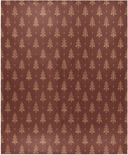 KLL Geometric Christmas Tree Red Bed Blanket All Season Use Plush Travel Blankets Flannel Comfy Throws 50"x60" for Couch, Living Room, Sofa