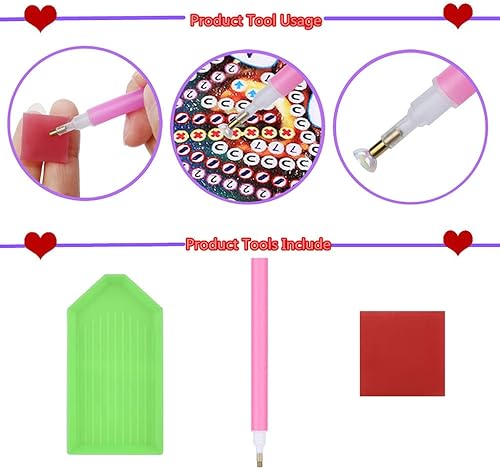 Miniatura 3 de Monederos de mano con pintura de diamantes de rosa, 5D DIY con diamantes de imitación de punto de cruz, bolso de mano para pintar por números,