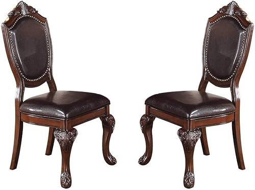 Juego de 2 sillas de comedor formales de madera de caucho, asientos tapizados para comedor, cocina, juegos de mesa y sillas para sala de estar,