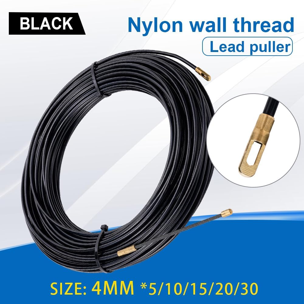 Fish Tape 4mm Cable Guide Push Puller Nylon Fiberglass Electric Cable Gland Rodder Fish Tape Wall Wire Puller Conduit 5/10/15/20/25/30M(10M)